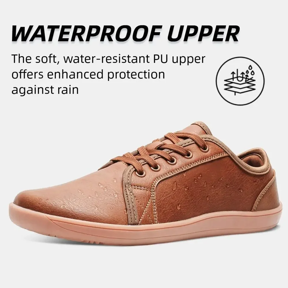 FOOTRUE MENS WOMENS MINIMALIST BAREFOOT SNEAKERS LEATHER SHOES , BROWN, 12.5